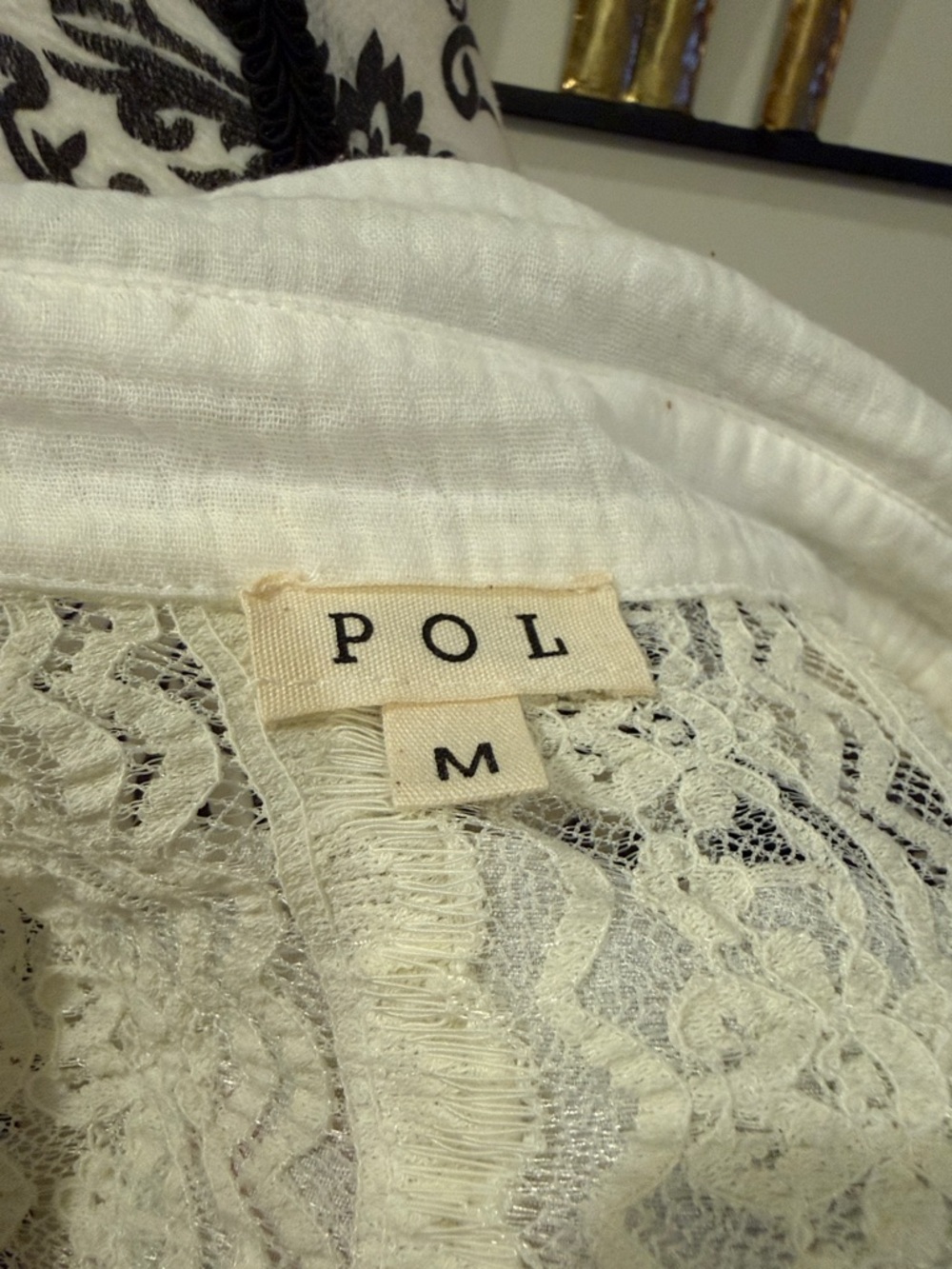 POL Ivory Lace-Up Patchwork Peasant Tunic - Picture 8 of 9